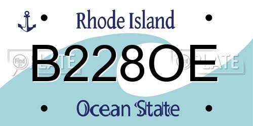 B228OE Rhode Island License Plate