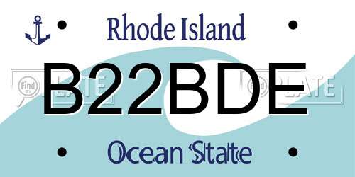 B22BDE Rhode Island License Plate