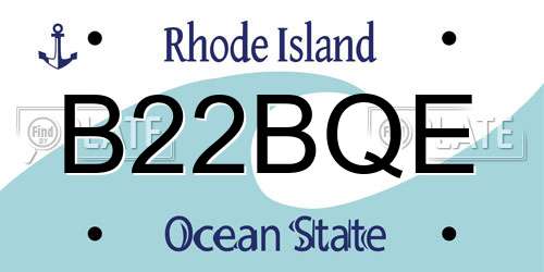 B22BQE Rhode Island License Plate