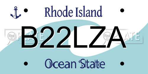 B22LZA Rhode Island License Plate