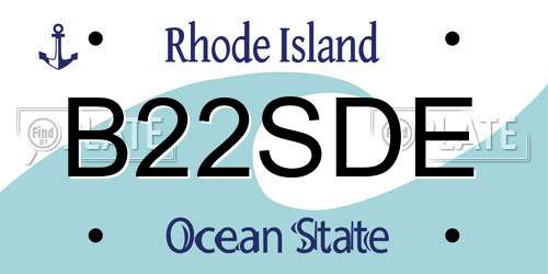 B22SDE Rhode Island License Plate