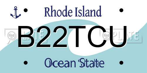 B22TCU Rhode Island License Plate