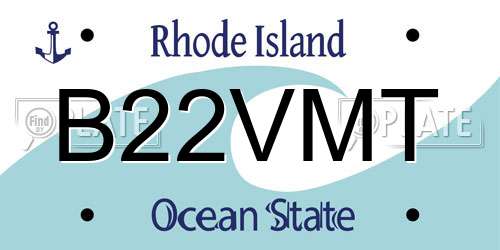 B22VMT Rhode Island License Plate