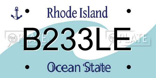 B233LE Rhode Island License Plate