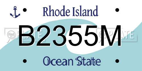 B2355M Rhode Island License Plate