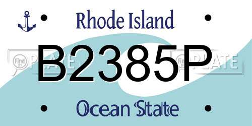 B2385P Rhode Island License Plate
