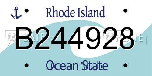 B244928 Rhode Island License Plate