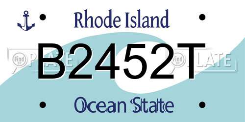 B2452T Rhode Island License Plate