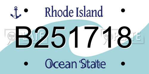 B251718 Rhode Island License Plate