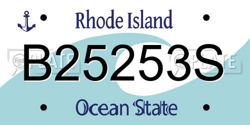 B25253S Rhode Island License Plate
