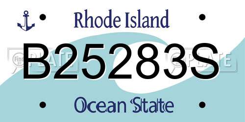 B25283S Rhode Island License Plate