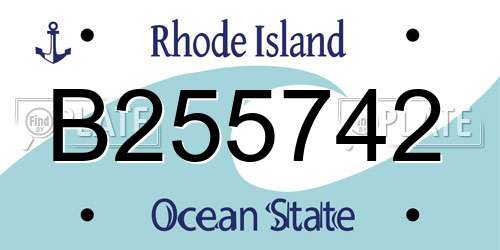 B255742 Rhode Island License Plate