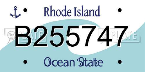 B255747 Rhode Island License Plate