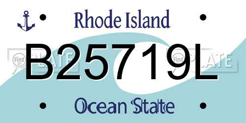 B25719L Rhode Island License Plate