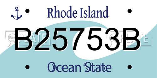 B25753B Rhode Island License Plate
