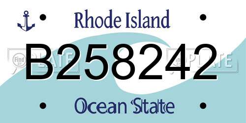 B258242 Rhode Island License Plate