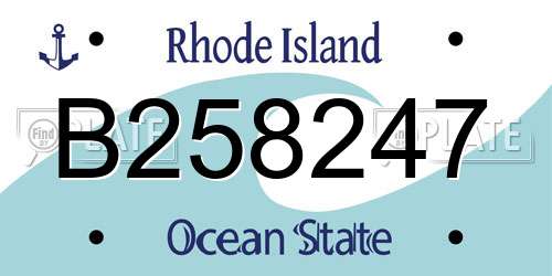 B258247 Rhode Island License Plate