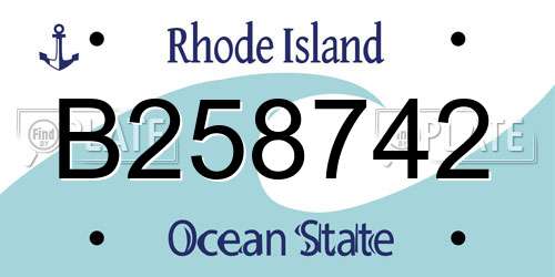 B258742 Rhode Island License Plate