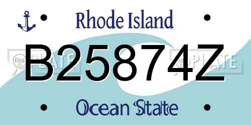 B25874Z Rhode Island License Plate