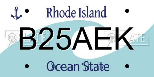 B25AEK Rhode Island License Plate