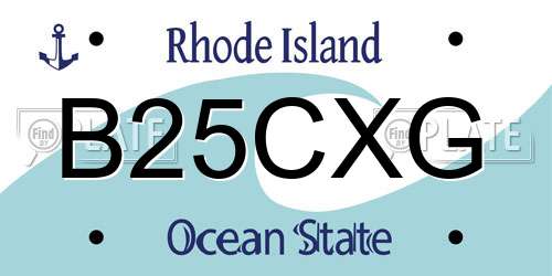 B25CXG Rhode Island License Plate