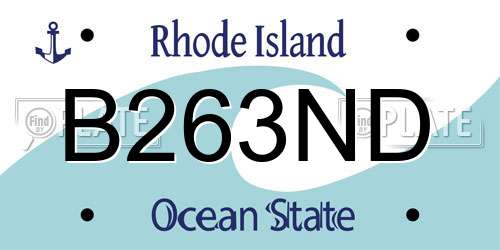 B263ND Rhode Island License Plate