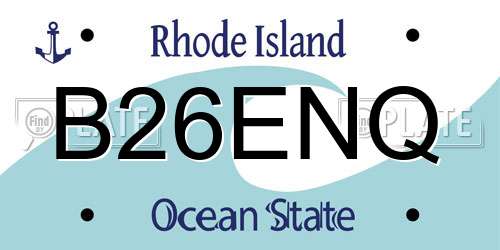 B26ENQ Rhode Island License Plate
