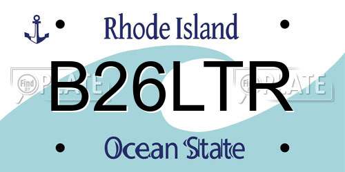 B26LTR Rhode Island License Plate