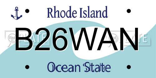 B26WAN Rhode Island License Plate