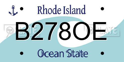 B278OE Rhode Island License Plate