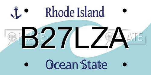 B27LZA Rhode Island License Plate