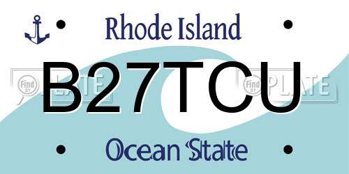 B27TCU Rhode Island License Plate