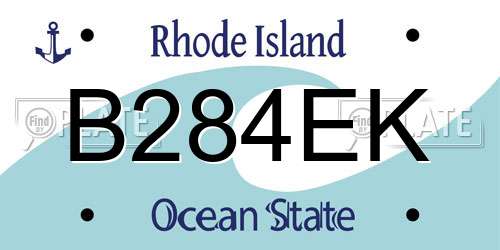 B284EK Rhode Island License Plate