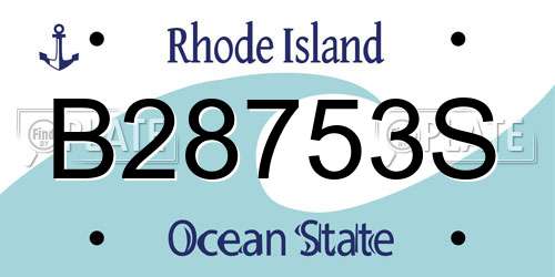 B28753S Rhode Island License Plate