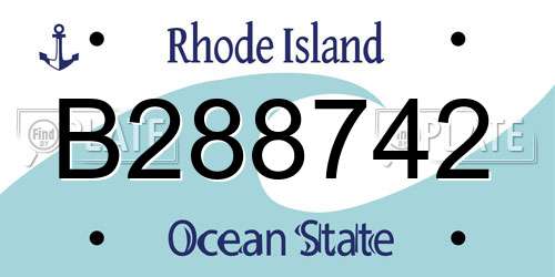 B288742 Rhode Island License Plate