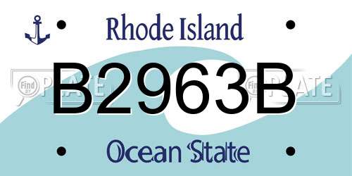 B2963B Rhode Island License Plate