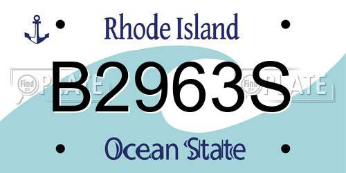 B2963S Rhode Island License Plate