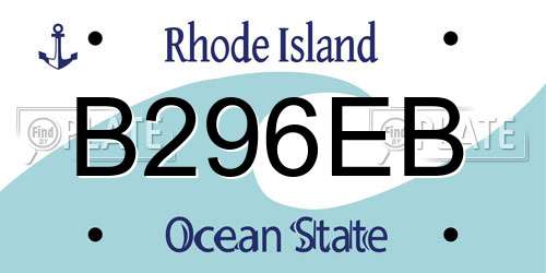 B296EB Rhode Island License Plate