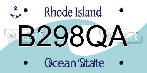 B298QA Rhode Island License Plate