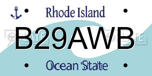B29AWB Rhode Island License Plate