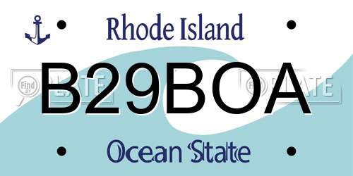 B29BOA Rhode Island License Plate