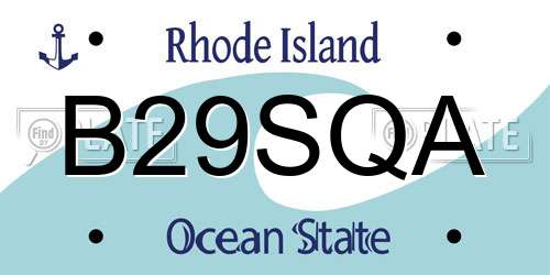B29SQA Rhode Island License Plate