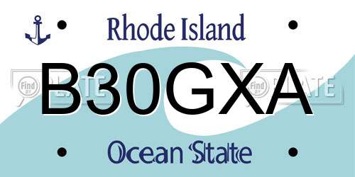 B30GXA Rhode Island License Plate