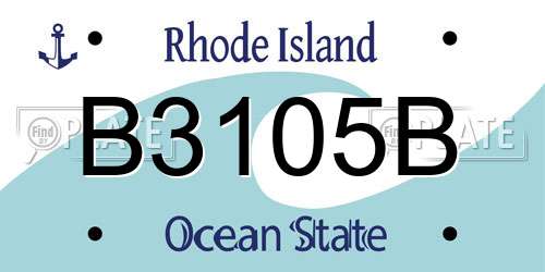 B3105B Rhode Island License Plate