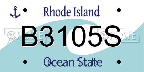 B3105S Rhode Island License Plate