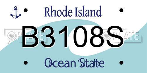 B3108S Rhode Island License Plate
