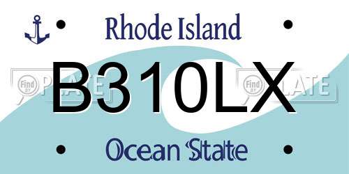 B310LX Rhode Island License Plate