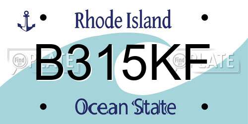 B315KF Rhode Island License Plate