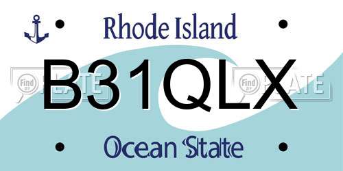 B31QLX Rhode Island License Plate