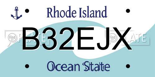 B32EJX Rhode Island License Plate